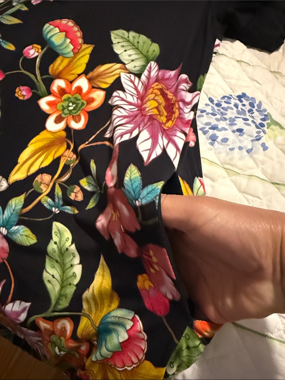 Johnny Was Black Floral Mini Dress with Multicolor Blooms - Picture 4 of 7